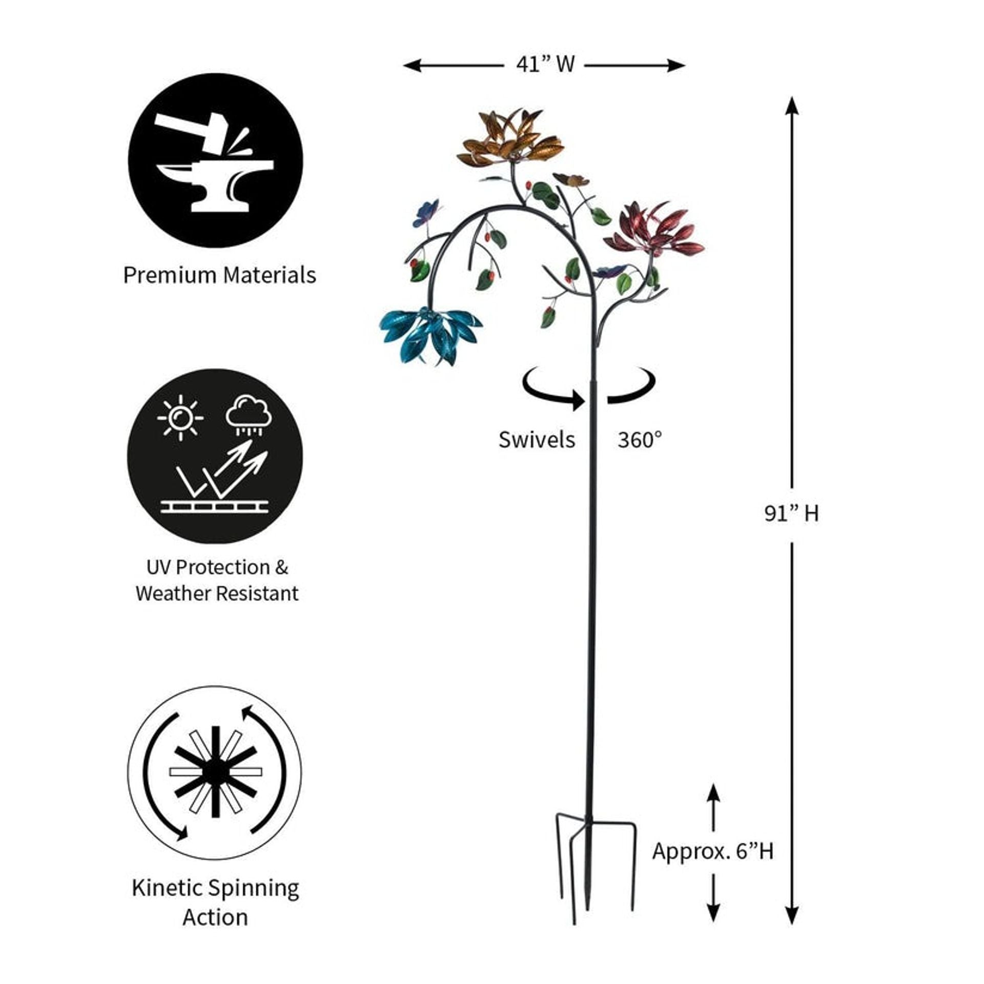 🔥70% OFF -Beautiful Summer Multi Colored Flowers Wind Spinner