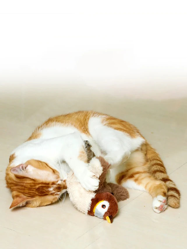 Interactive Cat Toys Rechargeable Bird Cat Toy Chirping Flapping Bird