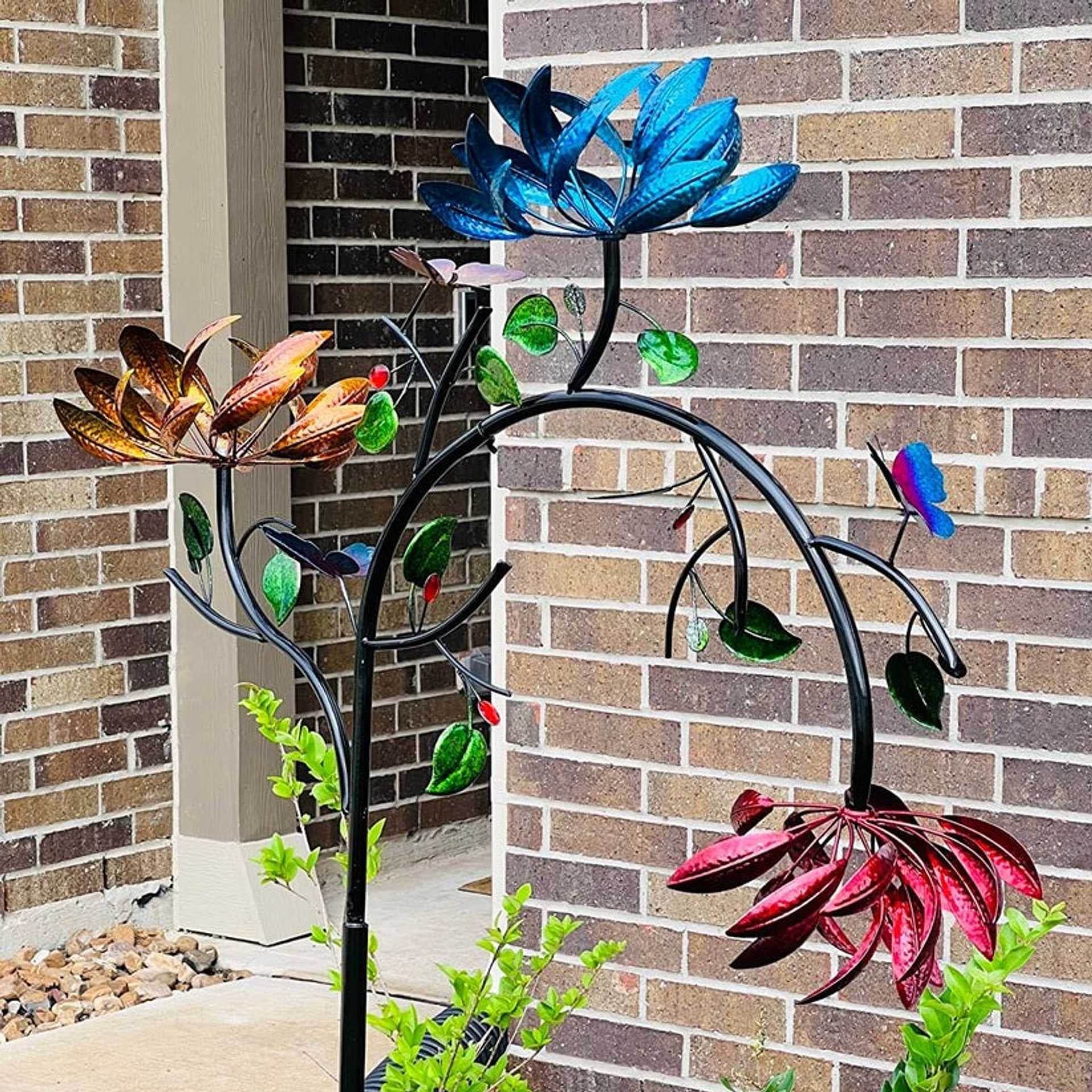 🔥70% OFF -Beautiful Summer Multi Colored Flowers Wind Spinner