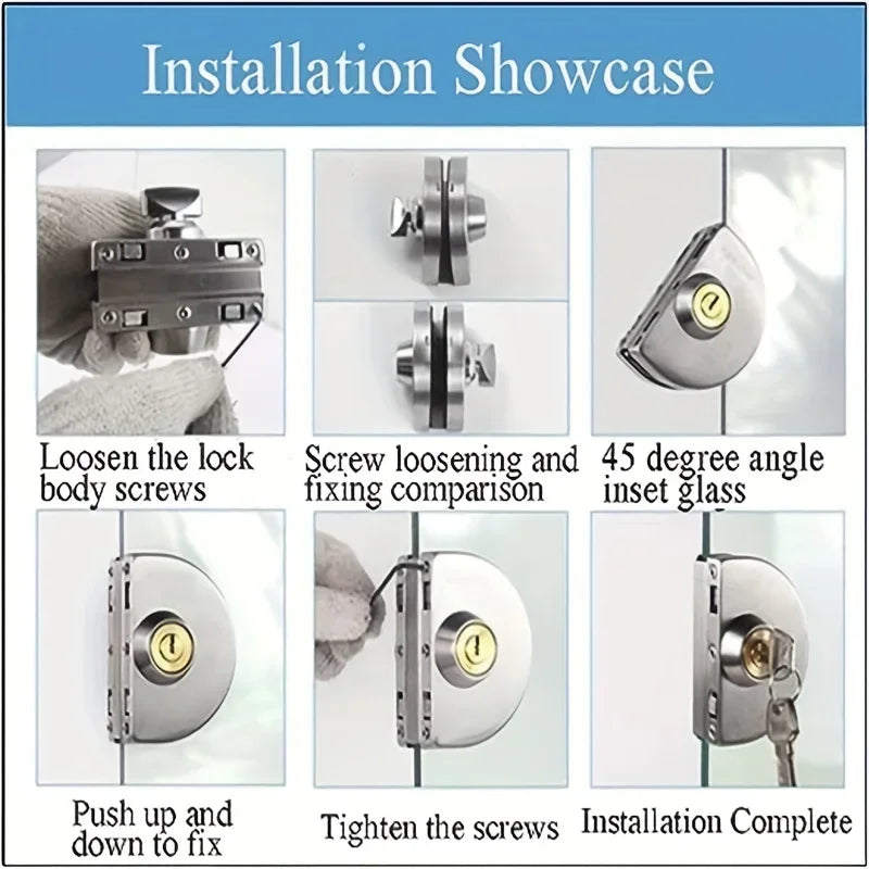 Glass Door Lock 304 Stainless Steel Sliding Glass Lock